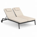 Set di 2 lettini prendisole da giardino beige in alluminio con schienale regolabile 200 x 70 x 35 cm
