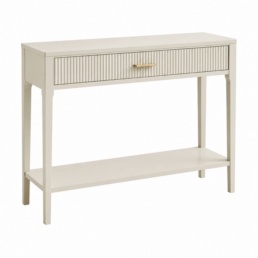 Consolle da ingresso rettangolare avorio in MDF laccato con cassetto e ripiano 100 x 35 x 85 cm