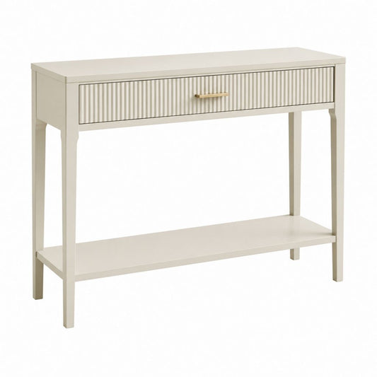 Consolle da ingresso rettangolare avorio in MDF laccato con cassetto e ripiano 100 x 35 x 85 cm