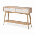 Consolle da ingresso con 2 cassetti rovere naturale e bianco 120 x 35 x 85 cm