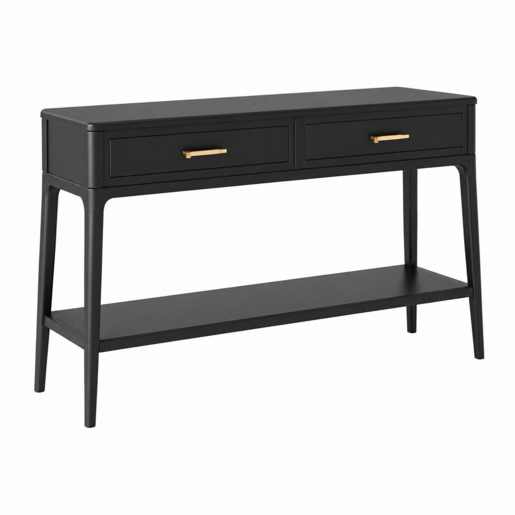 Consolle da ingresso nera in MDF rettangolare con 2 cassetti e ripiano 120 x 40 x 80 cm