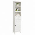 Colonna bagno bianca in MDF con 3 ripiani 1 cassetto e 1 anta 30 x 30 x 170 cm