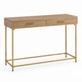 Consolle da ingresso con 2 cassetti rovere e acciaio dorato 120 x 40 x 80 cm