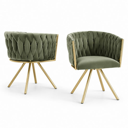 Sedia da pranzo verde oliva in velluto di poliestere con struttura in acciaio 60 x 60 x 80 cm
