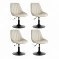 Set di 4 sedie da pranzo girevoli regolabili beige in similpelle PU con base rotonda in acciaio 48 x 58 x 82-94 cm