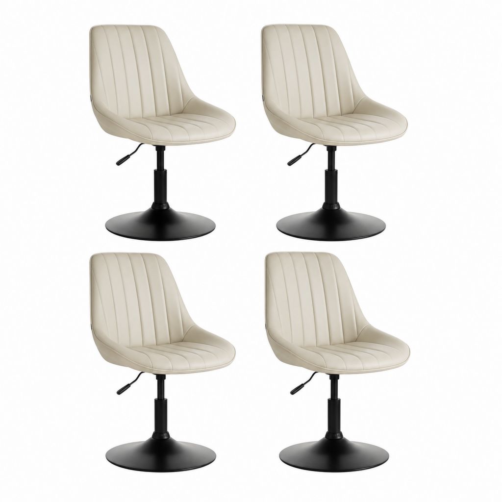 Set di 4 sedie da pranzo girevoli regolabili beige in similpelle PU con base rotonda in acciaio 48 x 58 x 82-94 cm