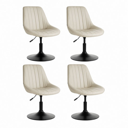 Set di 4 sedie da pranzo girevoli regolabili beige in similpelle PU con base rotonda in acciaio 48 x 58 x 82-94 cm