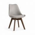 Sedia da pranzo grigia in PU con gambe in legno massello 48 x 55 x 84 cm