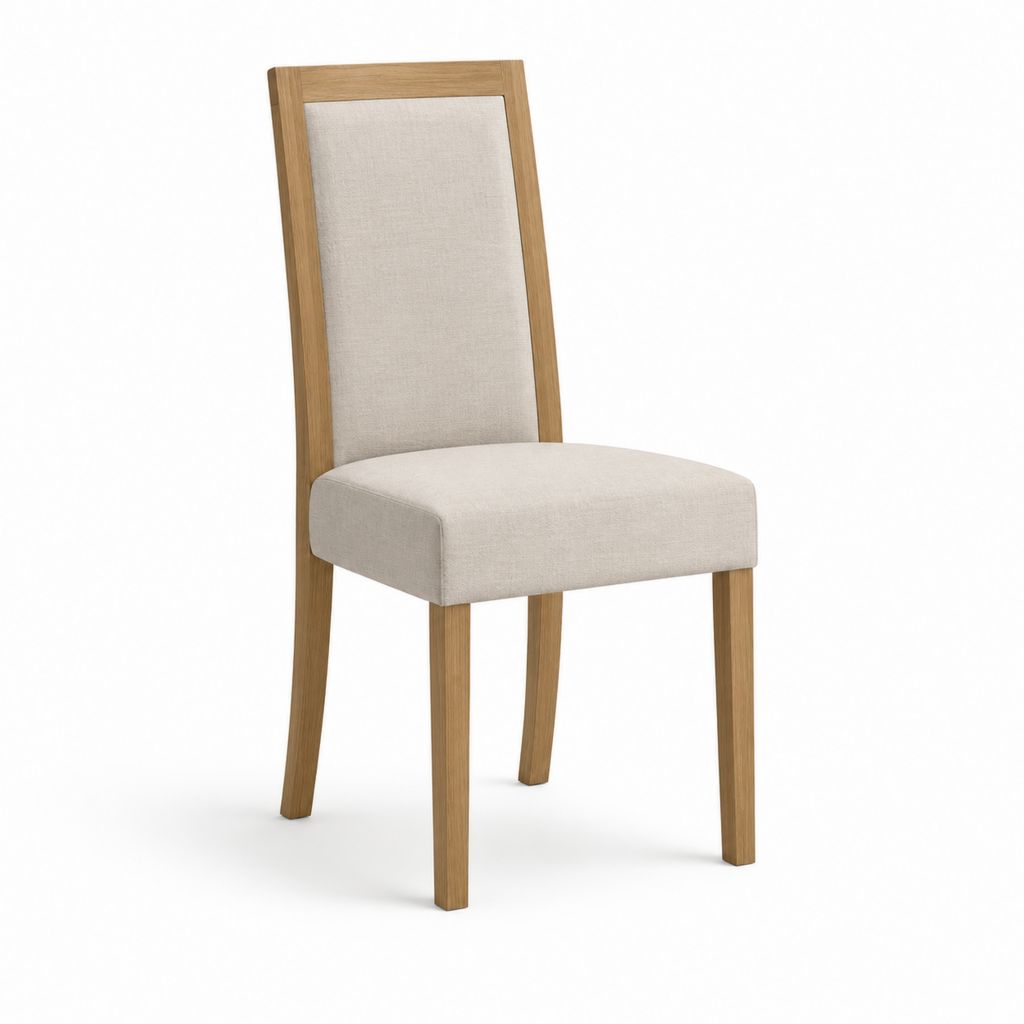 Sedia da pranzo imbottita beige in poliestere con struttura in legno massello schienale rettangolare 45 x 55 x 100 cm
