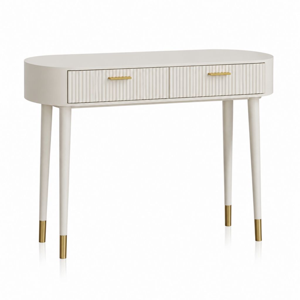 Consolle da ingresso bianca in MDF ovale con 2 cassetti 100 x 40 x 78 cm