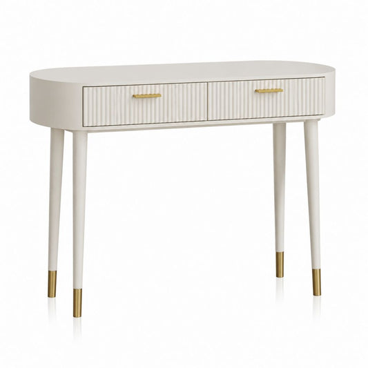 Consolle da ingresso bianca in MDF ovale con 2 cassetti 100 x 40 x 78 cm