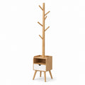 Appendiabiti da ingresso verticale in legno naturale con mobile contenitore 40 x 35 x 180 cm