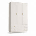 Armadio guardaroba rettangolare 3 ante 2 cassetti bianco in MDF 120 x 55 x 200 cm