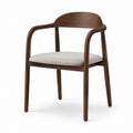 Sedia da pranzo con braccioli noce in legno massello e seduta imbottita beige 57 x 56 x 78 cm