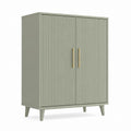 Armadio guardaroba 2 ante verde salvia in MDF scanalato 100 x 50 x 180 cm