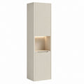 Colonna bagno da parete beige in MDF rettangolare con vani contenitori e luce LED 35 x 35 x 160 cm