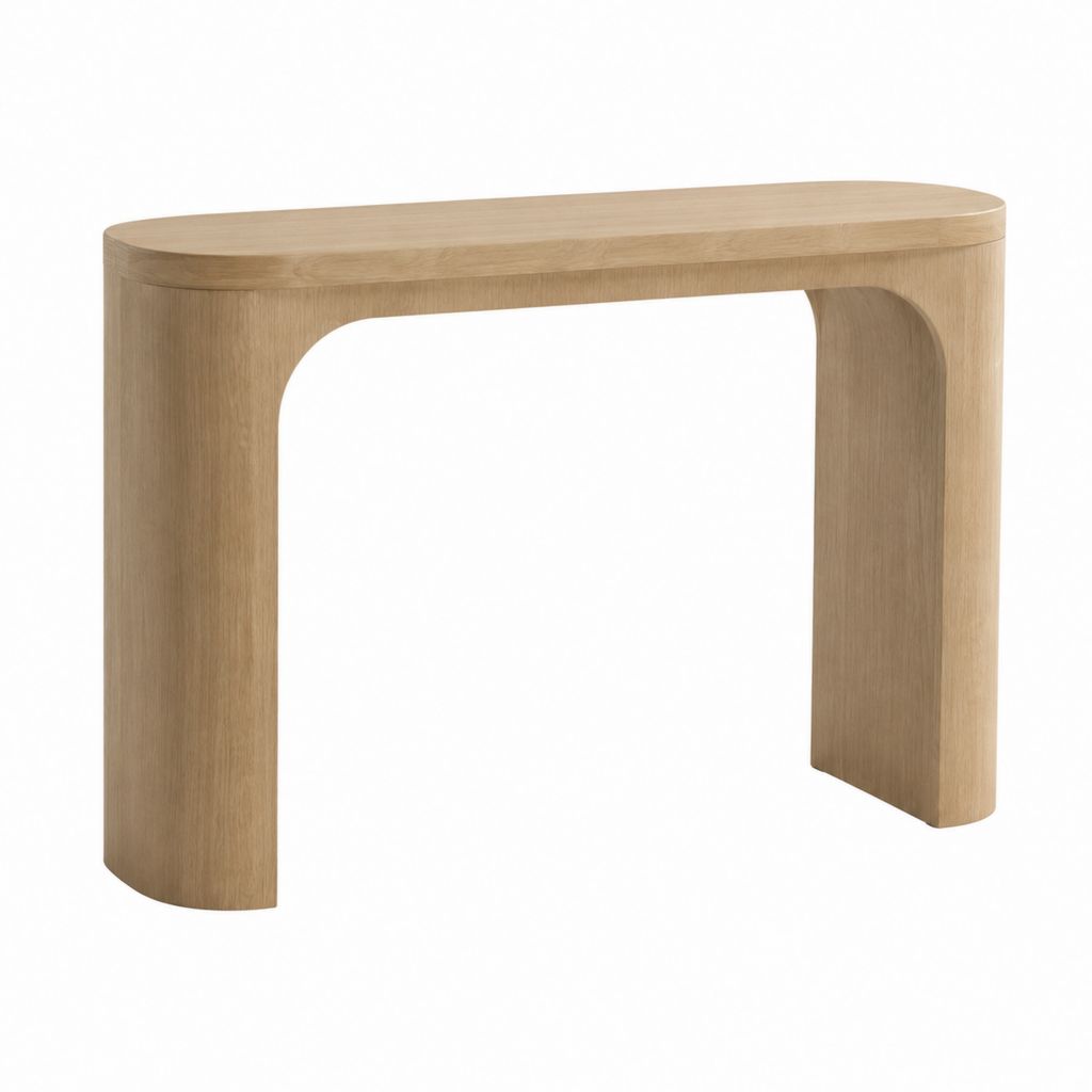 Consolle da ingresso rovere chiaro in MDF impiallacciato ovale 100 x 35 x 75 cm