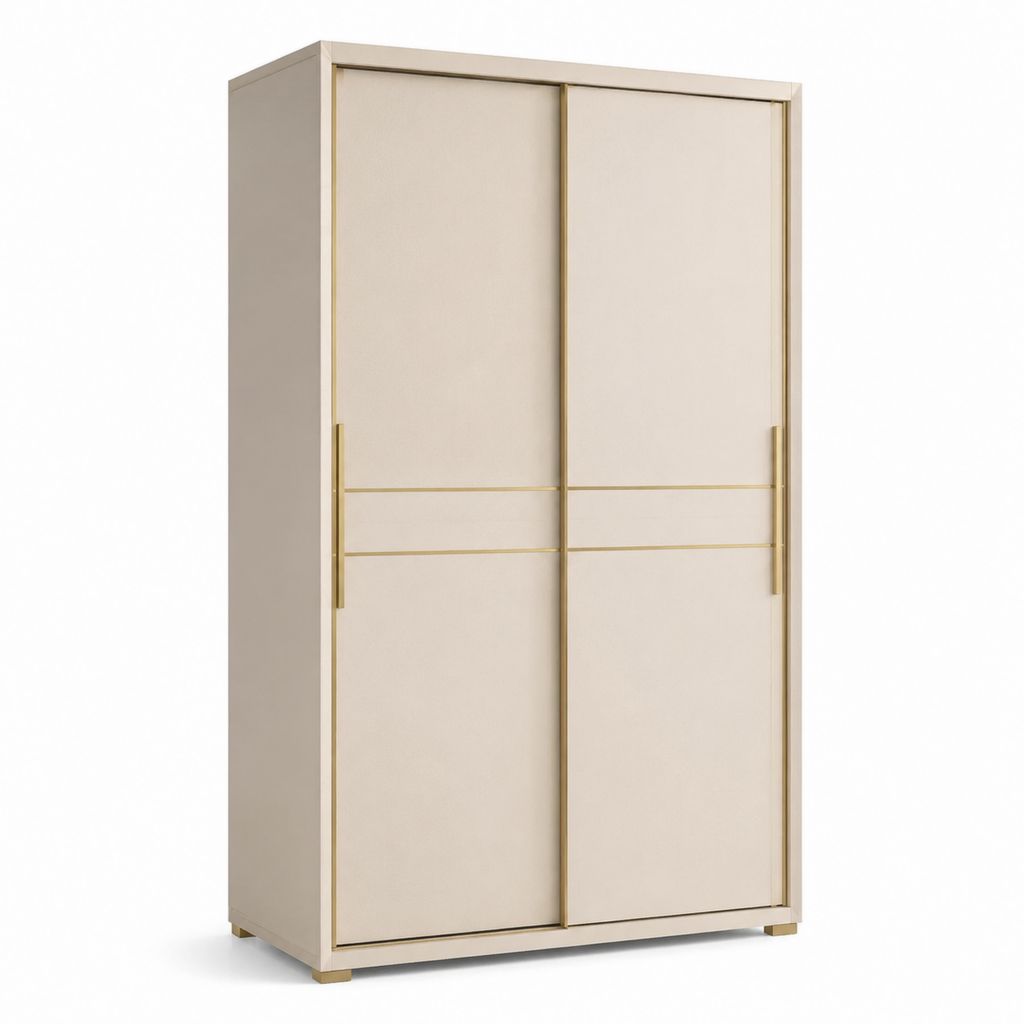 Armadio guardaroba rettangolare a 2 ante scorrevoli beige in pannello truciolare 120 x 60 x 200 cm