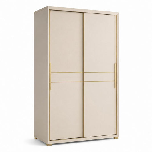 Armadio guardaroba rettangolare a 2 ante scorrevoli beige in pannello truciolare 120 x 60 x 200 cm