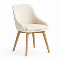 Sedia da pranzo imbottita beige in poliestere con gambe in legno massello 54 x 60 x 84 cm