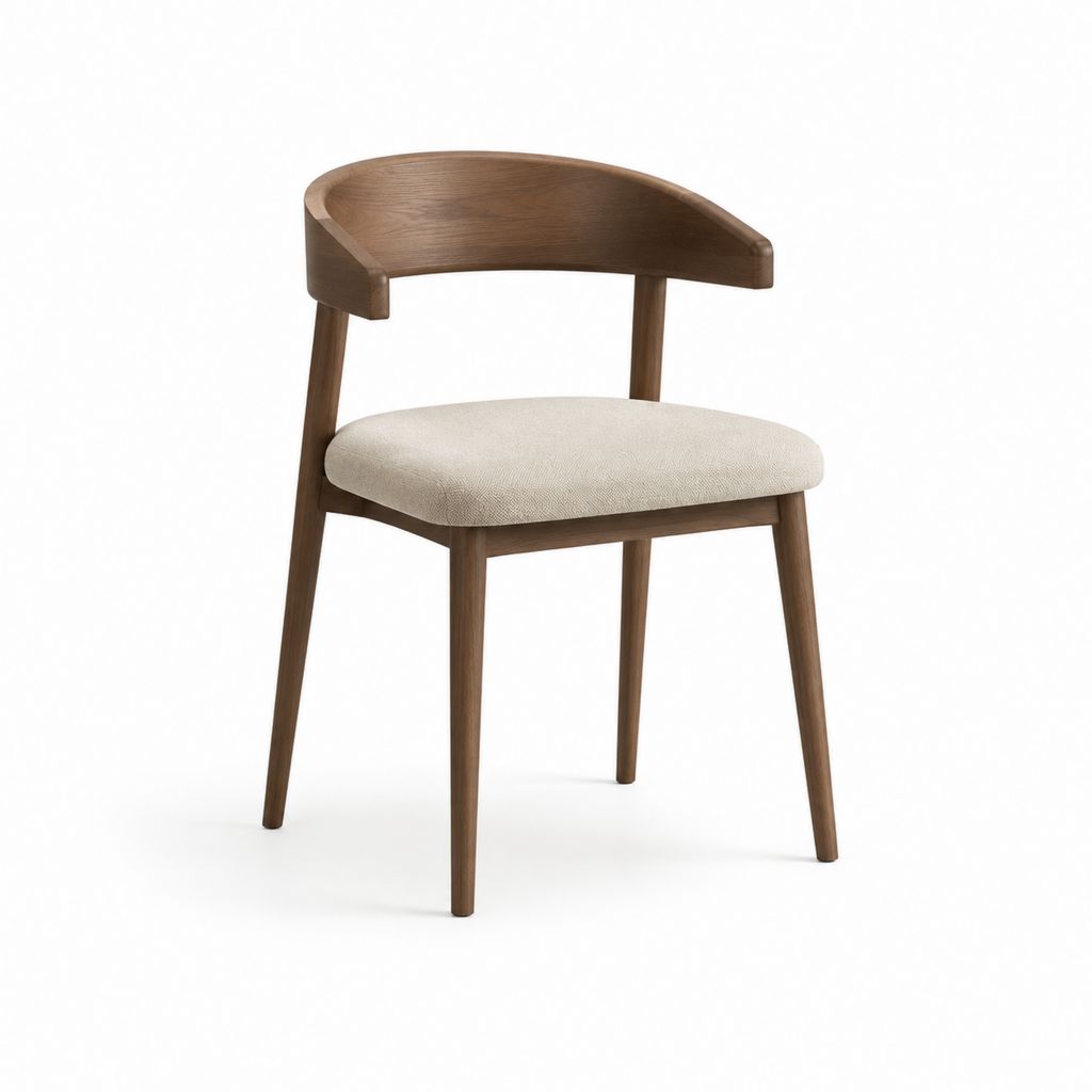 Sedia da pranzo in noce massello con seduta imbottita beige 54 x 56 x 75 cm